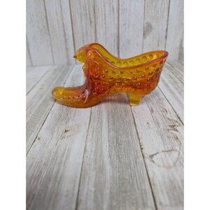 Vintage Fenton Marigold Daisy and Button Glass Shoe 5 1/2"